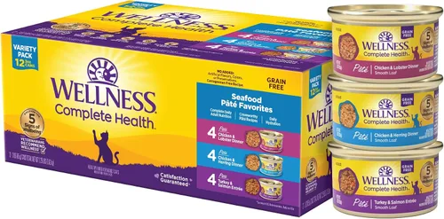Vista 15 de Wellness Complete Health - Paquete variado de paté de comida húmeda enlatada para gatos adultos, natural, rica en proteínas, sin granos, favoritos