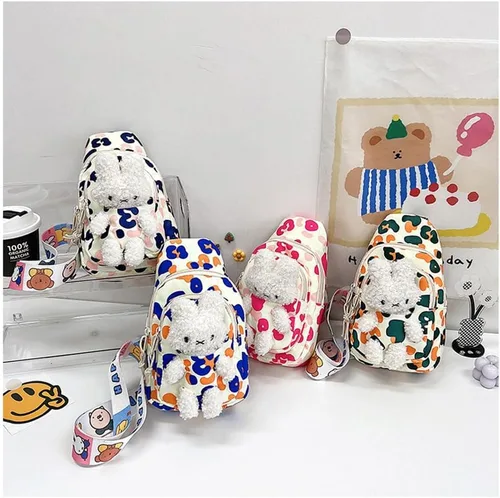 Vista 10 de Hiflyer Mochila bandolera para niños, mini bolso cruzado Kawaii para el pecho para niñas de viaje, Rosado, Pequeño, Mochilas Sling