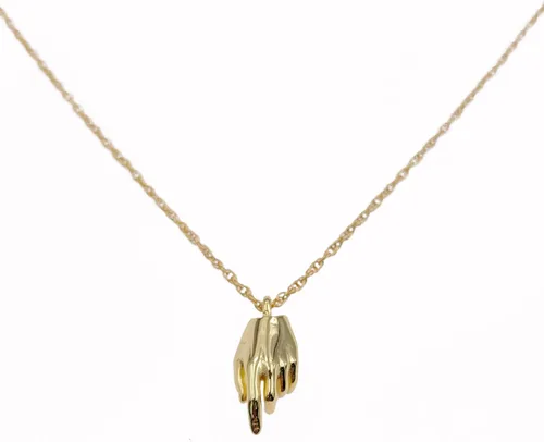 Vista 2 de VERAMEAT Collar de mano de Dios, latón dorado y plata de ley, collar inspirador, anatomía, fe
