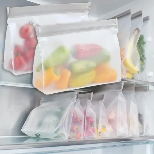 Vista 2 de Bolsas de almacenamiento reutilizables, bolsas con cierre de cremallera, bolsas reutilizables para sándwiches, bolsas de almuerzo para congelador, a