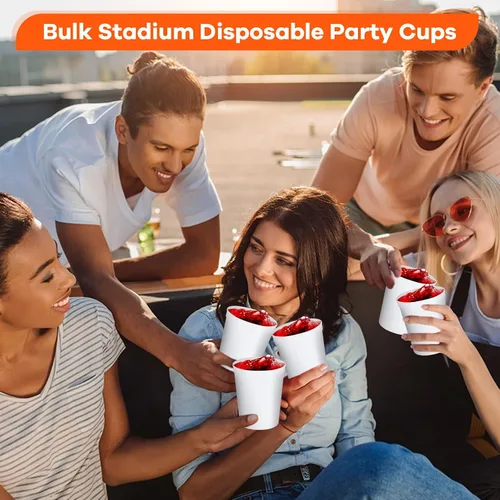 Vista 6 de 120 vasos de plástico a granel de 16 onzas, vasos de plástico para estadios, vasos de fiesta para niños, vasos de jugo apilables, vasos de agua