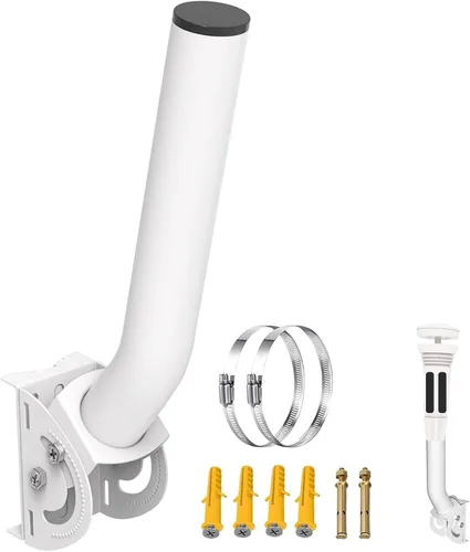 Vista 13 de Soporte de antena universal, poste ajustable resistente de 50 libras y soporte de montaje en J de pared, apto para antena de TV al aire libre