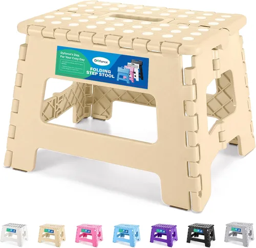Vista 13 de Dyforce Taburete plegable de 9 pulgadas para niños y adultos, taburete de pie plegable y ligero para niños pequeños, cocina, baño, capacidad de 300