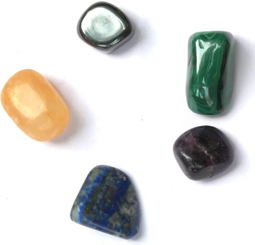 Vista 12 de Jet Authentic - Colección única de piedras pulidas de apatita + hematita + vasonita + shungita + citrino para resolver problemas de salud y Artritis