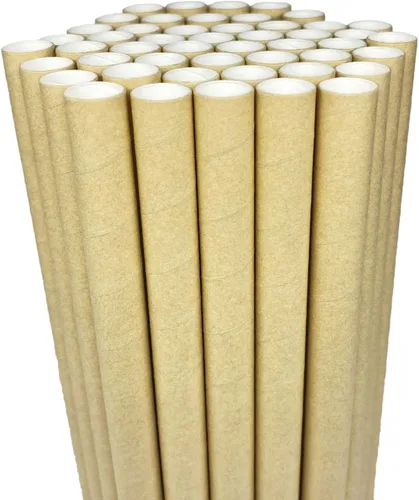 Vista 10 de Pajitas desechables de papel biodegradable de 0.5 pulgadas 1/2 0.472 in extra anchas para batidos Boba, perlas de té de burbujas, batidos gigantes