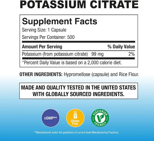 Vista 2 de Citrato de potasio Puregen Labs 99 mg de suplemento elemental de potasio