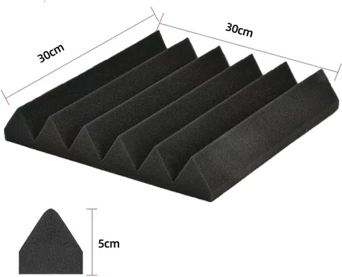 Vista 7 de Paneles insonorizados, paneles de espuma acústica, 12 piezas con ranuras triangulares, almohadillas a prueba de sonido, de alta densidad