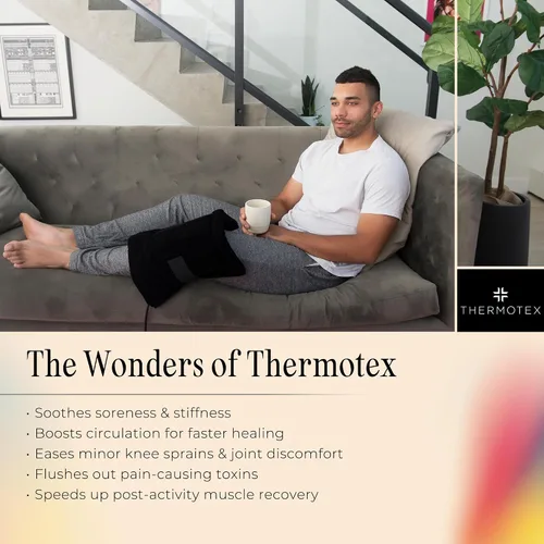 Vista 2 de Thermotex Almohadilla térmica de rodilla de infrarrojo lejano, terapia de calor profundo para aliviar el dolor, apoyo articular y recuperación
