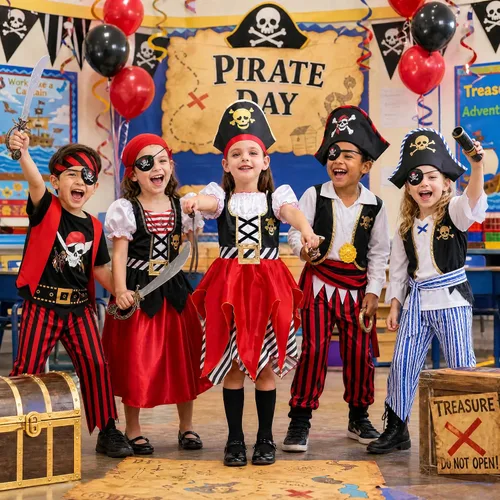 Vista 3 de Lingway Toys Disfraz de lujo de pirata para niñas, vestido de princesa bucanera para niños