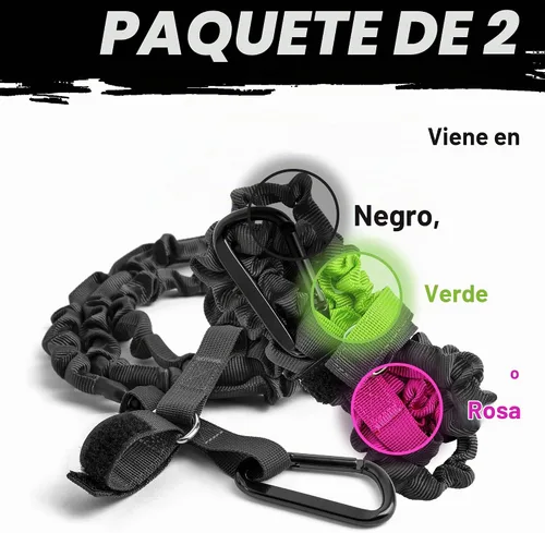 Vista 7 de Kayak Paddle Leash, Stretchable Bungee Cord w/ Carabiner Clip Negro