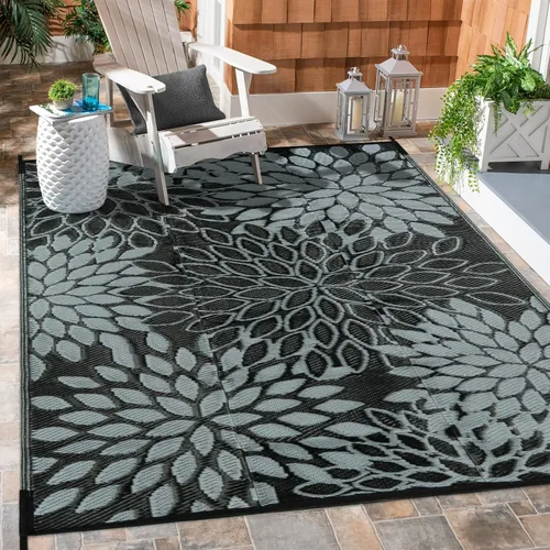 Vista 27 de Anidaroel Alfombra de área para exteriores para patio, 4 x 6 pies, impermeable, reversible, alfombra de paja de plástico para exteriores, alfombra