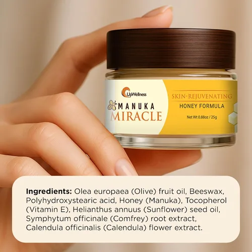 Vista 2 de UpWellness Manuka Miracle - Loción de miel de manuka 100% natural, crema de miel de manuka para una piel suave y radiante, formulada por médicos