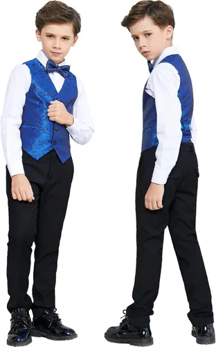 Vista 3 de ELPA ELPA Trajes para niños ajustados para niños, ropa formal para niños pequeños, para portador de anillos de boda, cumpleaños