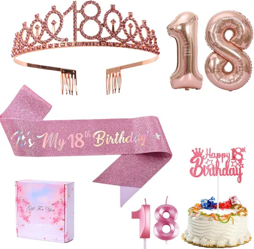 Vista 14 de Banda y Tiara de Cumpleaños de 5 Años con Vela, Banda de Cumpleaños de "Es Mi Cumpleaños" con Corona de Diamantes de Imitación y Globo para Niñas