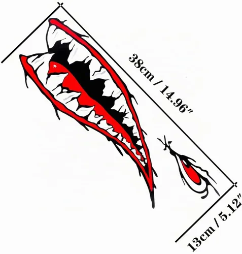 Vista 2 de 2 calcomanías de kayak con dientes de tiburón, impermeables, divertidos, accesorios gráficos para kayak, canoa, pesca, barco, automóvil, camión