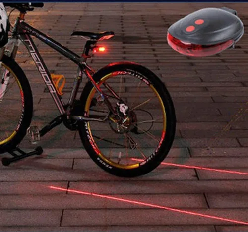 Vista 2 de 5 LED + 2 Láser Bicicleta Bicicleta Luz Trasera Intermitente Seguridad Advertencia Lámpara Noche