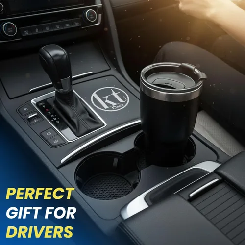 Vista 2 de Paquete de 4 posavasos para automóvil, portavasos universales antideslizantes, almohadillas para tazas, accesorios para interiores, color negro