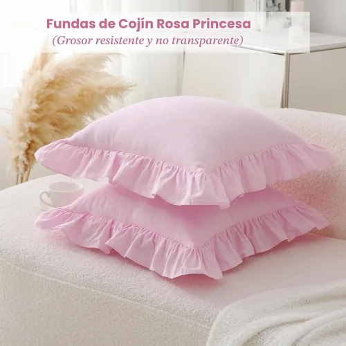 Vista 3 de 2 Pack Pink Ruffle Throw Pillow Covers 18"x18" Rosa