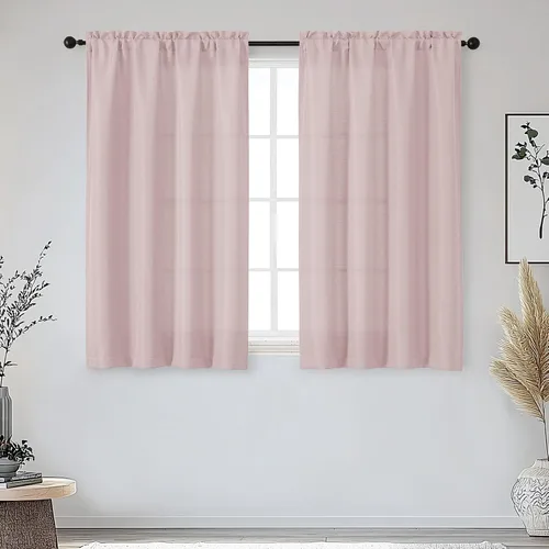 Vista 75 de OWENIE Bob Juego de 2 Paneles de Cortinas Negras de Cocina para Ventanas de 36 Pulgadas de Largo, Cortinas Cortas de Café con Textura de Lino