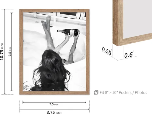 Vista 3 de Monem Art - Póster de mujer en la bañera, estampado de champán vertido, arte con alcohol, arte funky, arte en blanco y negro, arte fotográfico