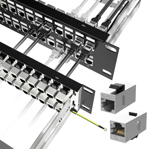 Vista 11 de Jadaol [Listado UL] Panel de Parches de 24 Puertos para Montaje en Rack o Montaje en Pared de 19 Pulgadas, Panel de Red Cat 6 de 1U Precargado