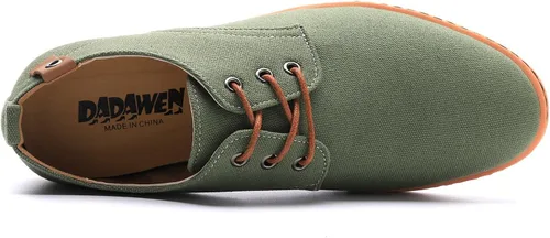 Vista 4 de DADAWEN Zapatos de vestir Oxford de lona casuales para hombre, zapatos de vestir con cordones