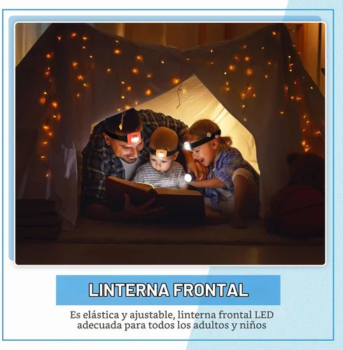 Vista 5 de Treela 30 piezas de linterna LED para exteriores, lámpara de cabeza ajustable, linternas con 3 modos, incluye 90 pilas AAA, faros brillantes