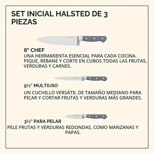 Vista 2 de Chicago Cutlery Halsted - Juego de cubiertos y bloques de madera, asas ergonómicas y juego de cubiertos de chef profesional de acero inoxidable