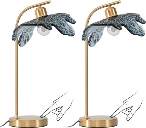 Vista 10 de Lámparas de mesa de cristal de mediados de siglo, moderna lámpara de mesa dorada, lámpara de escritorio, lámpara de mesa alta, lámpara de mesita