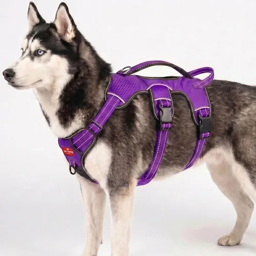 Vista 23 de Tuff Pupper Arnés para perro sin escape a prueba de escape, arnés ajustable de 5 puntos para perros, arneses acolchados para perros, arneses