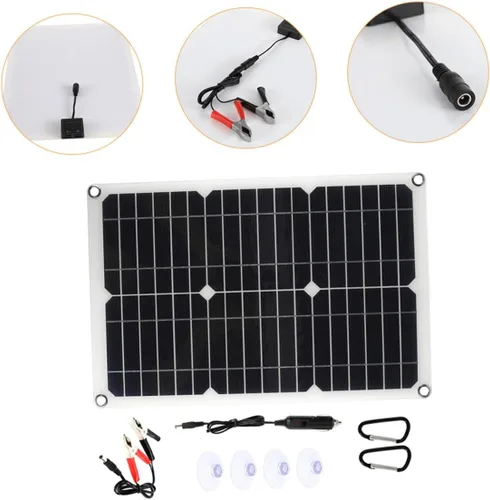 Vista 4 de Holibanna Solar Panel Kit with Battery Clip Portable Solar Charger for Outdoor Rv Boat Camper Tent High Efficiency Wind-Resistant Design