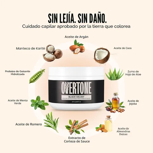 Vista 9 de oVertone® Mascarilla capilar con tratamiento de depósito de color Negro Terciopelo