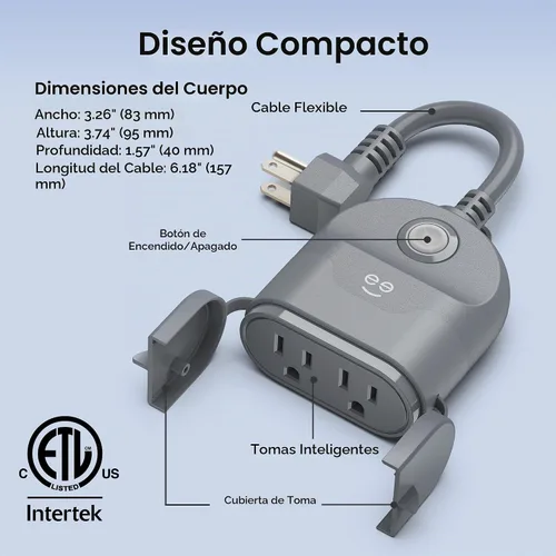 Vista 9 de Geeni Enchufe inteligente para exteriores Wi-Fi Duo 2 tomas resistentes al agua, compatibles con Alexa y Google Assistant Control remoto