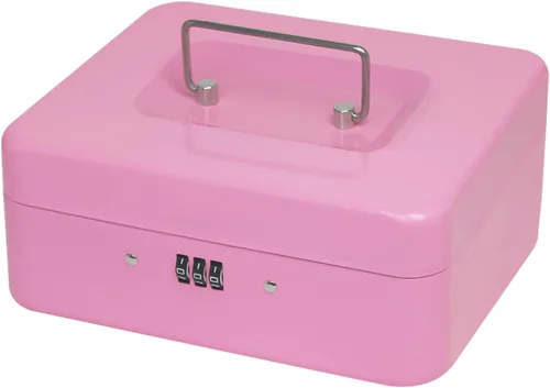 Vista 6 de Caja de efectivo de acero con cerradura de combinación, organizador de dinero pequeño de metal con bandeja de dinero extraíble, caja de Negro - 7.9