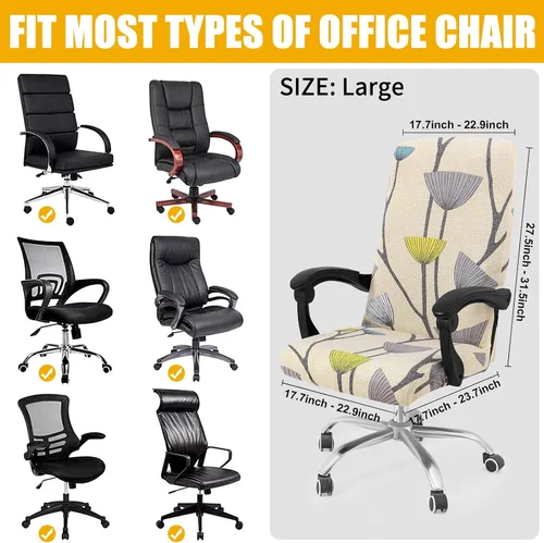 Vista 55 de Smiry fundas elásticas estampadas para silla de oficina de computadora, fundas universales para sillas giratorias de escritorio, extraíbles