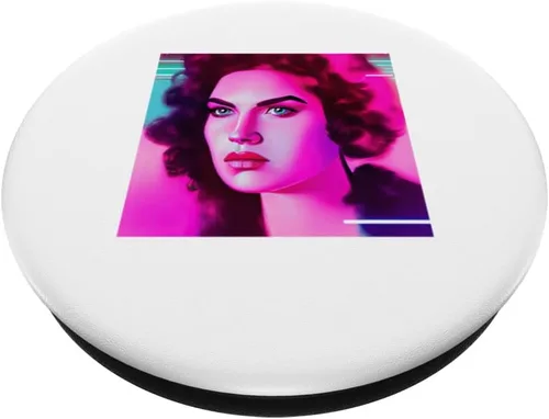 Vista 2 de Retrowave Synthwave 80s Design For The Eighties Music Lovers PopSockets Swappable PopGrip