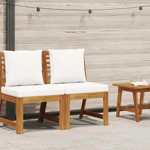 Vista 2 de vidaXL Sofá medio, sofá seccional con cojines, asiento modular con mesa de té, juego de muebles de exterior para jardín, rústico, madera de acacia
