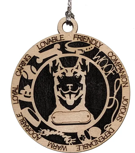 Vista 48 de Adorno de Navidad personalizado para perro Cavalier King Charles Spaniel, redondo de 3 pulgadas, madera cortada con láser de 2 capas, nombre y texto