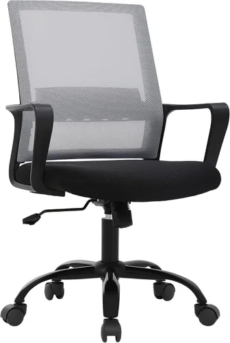 Vista 8 de PayLessHere Silla de oficina para computadora, silla ergonómica de malla, respaldo medio, silla giratoria para oficina en casa, silla de escritorio