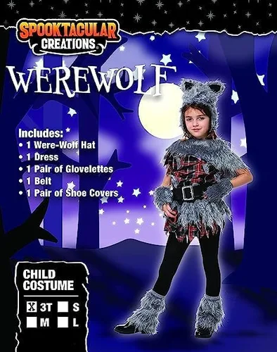 Vista 4 de Spooktacular Creations Disfraz de hombre lobo para niños, bonito disfraz de lobo con sombrero, vestido, guantes, cinturón, fundas de zapatos