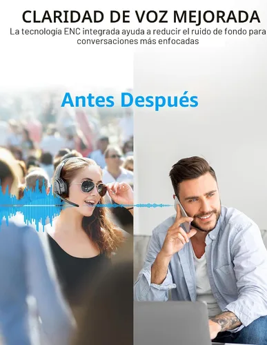 Vista 6 de TECKNET Auriculares Bluetooth para Camioneros, Auriculares Inalámbricos de Una y Dos Orejas con Micrófono para Trabajo con Cancelación de Ruido, 50