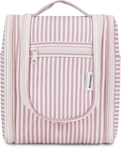 Vista 10 de Narwey - Neceser de viaje colgante, organizador de maquillaje y productos cosméticos para mujeres y hombres, Aa-morado., L