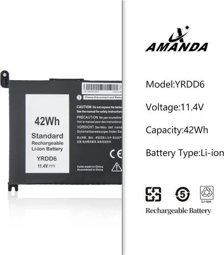 Vista 2 de Batería Amanda 42Wh YRDD6 1VX1H para Dell Inspiron 5482 5485 7586 3583 5491 5591 5481 3310 2 en 1 5593 5480 3493 3793 35822 5581 5584 5590 3584 5493