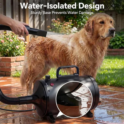Vista 9 de Secador de pelo para perros de alta velocidad 5.2HP/3800W, temperatura ajustable continua, secadora de pelo para perros, secador de pelo