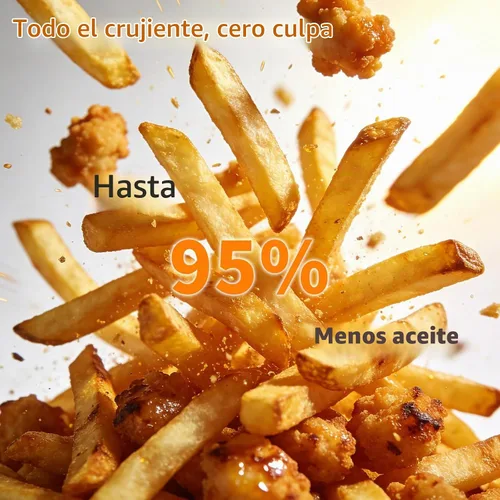 Vista 6 de CARORI Freidora de aire de 6 cuartos de galón con ventana de visión, 12 ajustes preestablecidos de cocción, cocción rápida y uniforme de 1700 W Azul