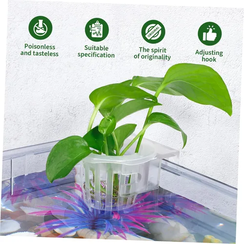 Vista 2 de Ipetboom Maceta colgante para acuario, maceta de acuario, maceta para acuario, taza de agua, cestas de plantas de acuario, macetas flotantes