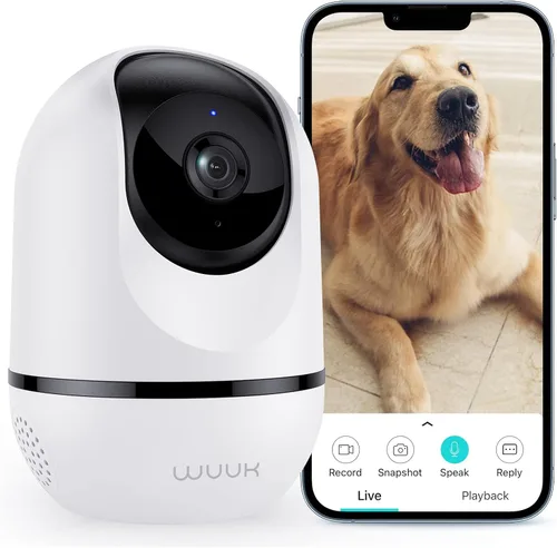 Vista 2 de WUUK Cámara para mascotas de 4 MP, cámara de inclinación panorámica para monitor de bebé, + 2 cámaras exteriores para seguridad en el hogar