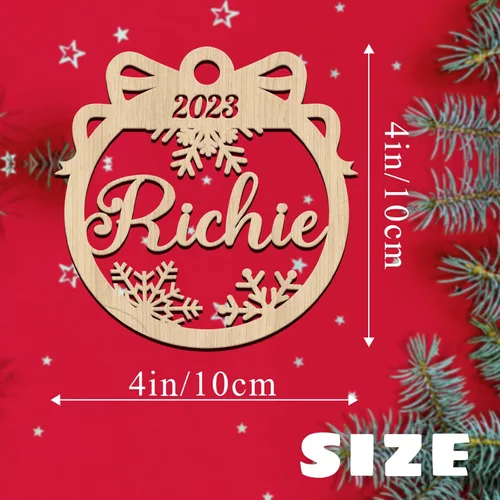 Vista 3 de Adornos de Navidad de madera personalizados 2025, adorno de madera con nombre para mujeres, hombres, amigos, familia, adorno colgante personalizado