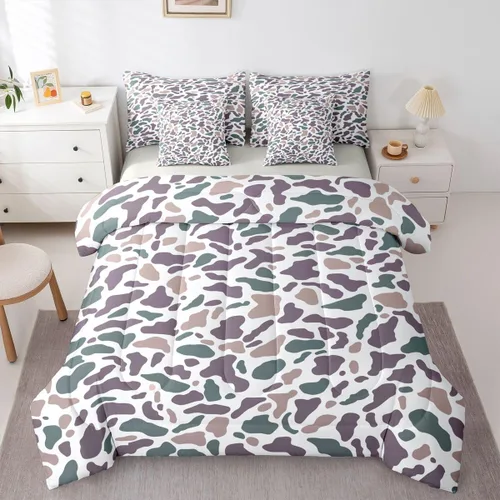 Vista 13 de Feelyou Juego de edredón botancial de camuflaje con bandera estadounidense Negro Marrón Oscuro
