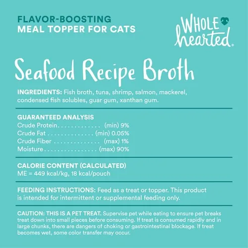 Vista 6 de WholeHearted by Petco - Caldos húmedos para comida para gatos que aumentan el sabor, paquete variado, 1.4 onzas, 12